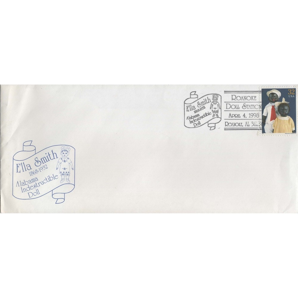 Ella Smith Alabama Indestructible Doll 1998 Roanoke Doll Station Postmark Cover